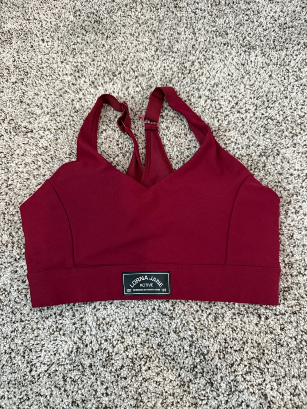 Lorna Jane Burgundy V-Neck Supportive Sports Bra